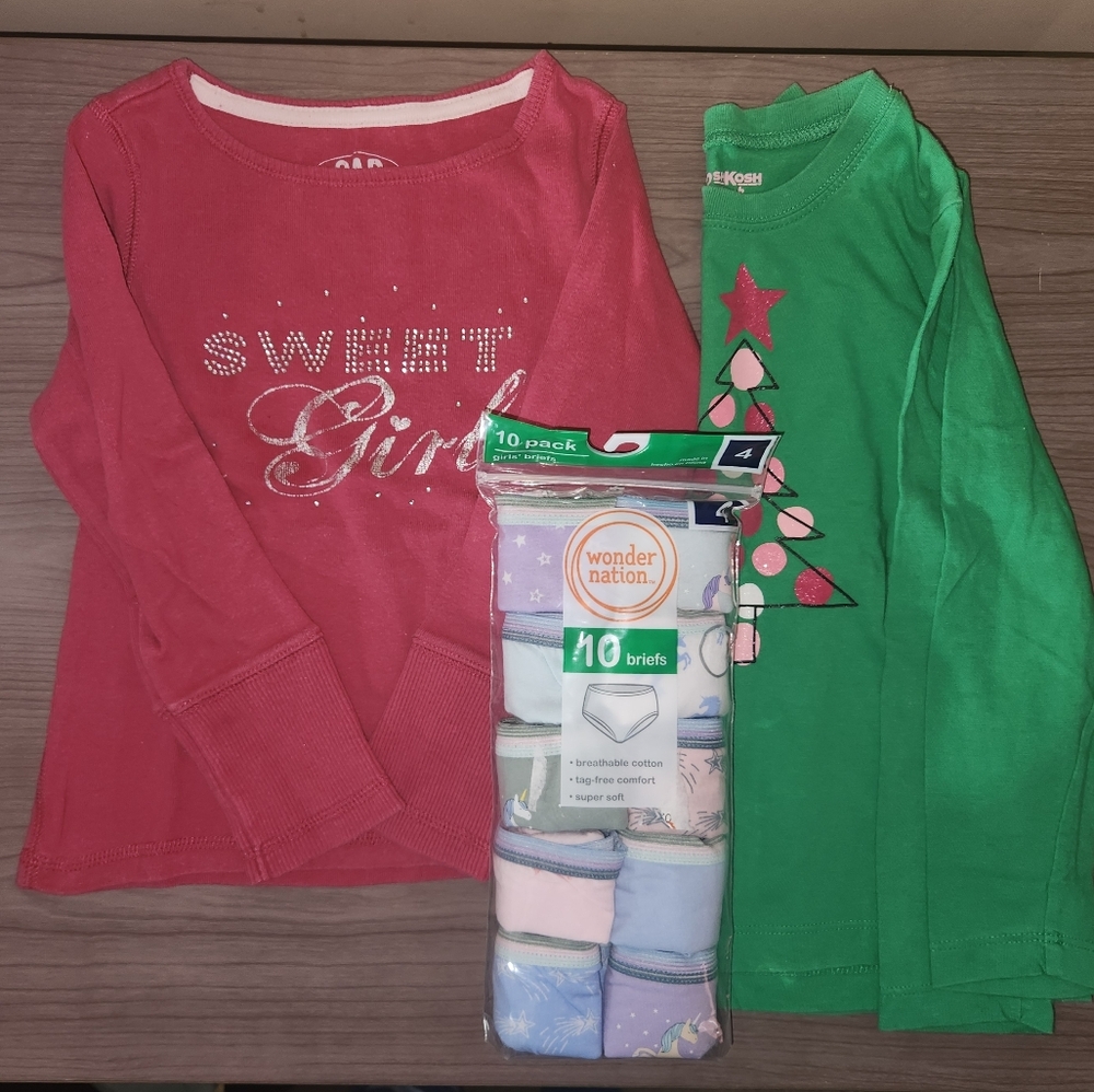 2 Kids Long Sleeve Shirt - Red and Green